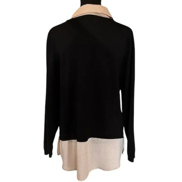 Adrianna Papell Twofer Collared Black Layered Sweater Blouse, size Large - Picture 3 of 7